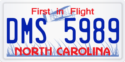 NC license plate DMS5989