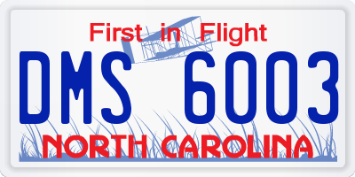 NC license plate DMS6003