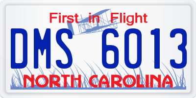 NC license plate DMS6013