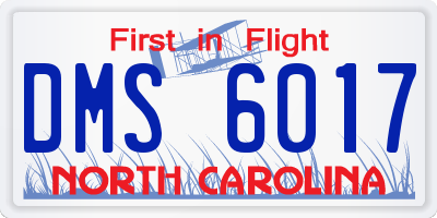 NC license plate DMS6017