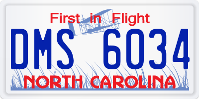 NC license plate DMS6034