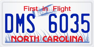 NC license plate DMS6035