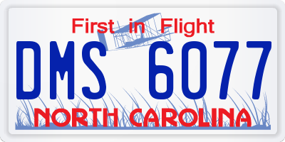 NC license plate DMS6077