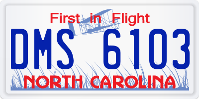 NC license plate DMS6103