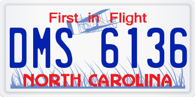 NC license plate DMS6136