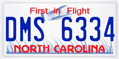 NC license plate DMS6334