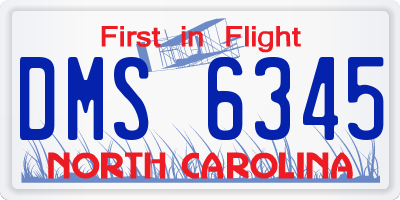 NC license plate DMS6345