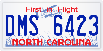 NC license plate DMS6423