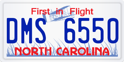 NC license plate DMS6550