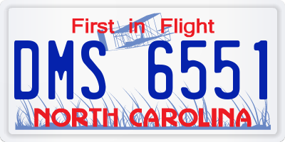 NC license plate DMS6551