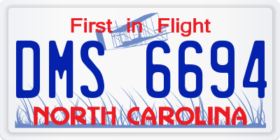 NC license plate DMS6694