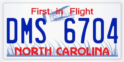 NC license plate DMS6704