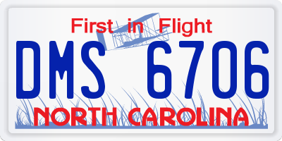 NC license plate DMS6706