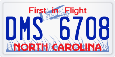 NC license plate DMS6708