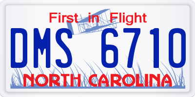 NC license plate DMS6710