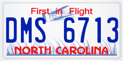 NC license plate DMS6713