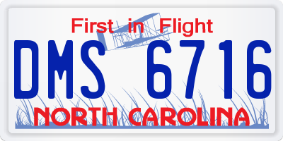 NC license plate DMS6716