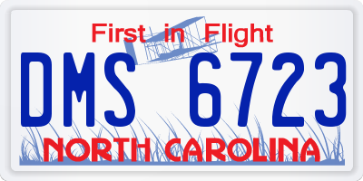 NC license plate DMS6723