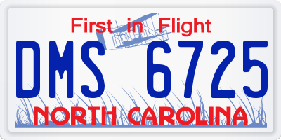 NC license plate DMS6725