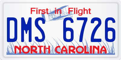 NC license plate DMS6726