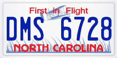 NC license plate DMS6728