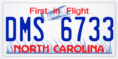 NC license plate DMS6733