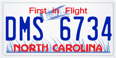 NC license plate DMS6734