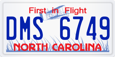 NC license plate DMS6749