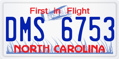 NC license plate DMS6753