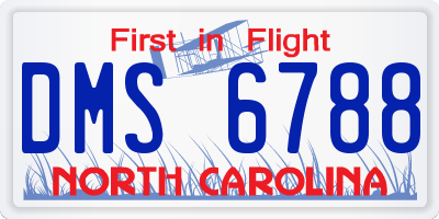 NC license plate DMS6788