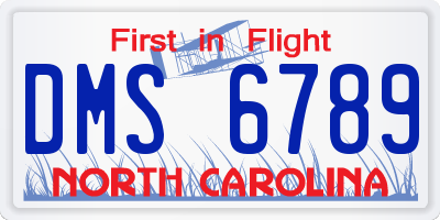 NC license plate DMS6789