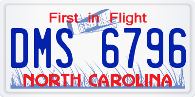 NC license plate DMS6796