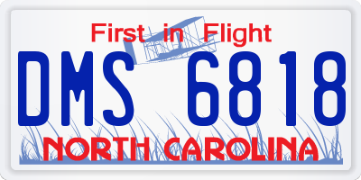 NC license plate DMS6818