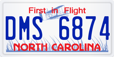 NC license plate DMS6874