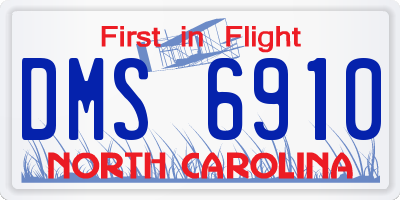 NC license plate DMS6910