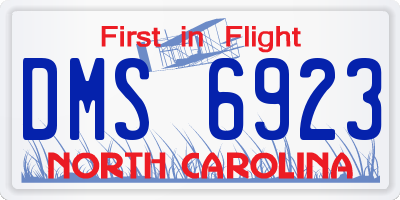 NC license plate DMS6923