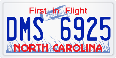 NC license plate DMS6925