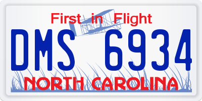 NC license plate DMS6934