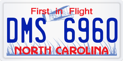 NC license plate DMS6960