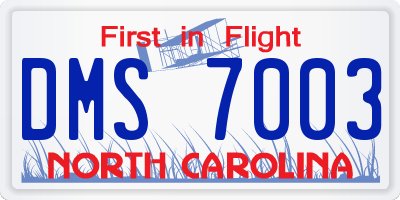 NC license plate DMS7003