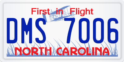NC license plate DMS7006
