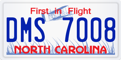 NC license plate DMS7008