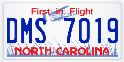 NC license plate DMS7019