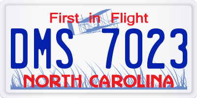 NC license plate DMS7023
