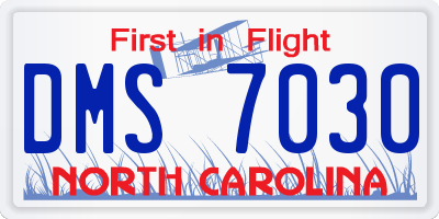 NC license plate DMS7030