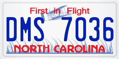 NC license plate DMS7036