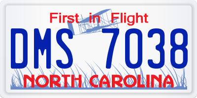 NC license plate DMS7038