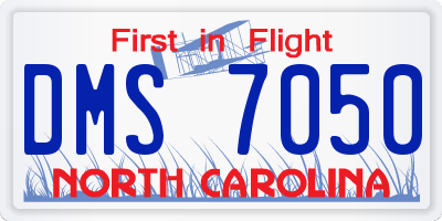 NC license plate DMS7050