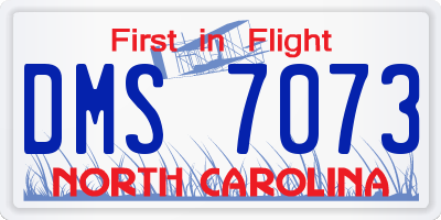 NC license plate DMS7073