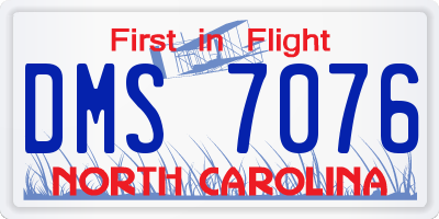 NC license plate DMS7076